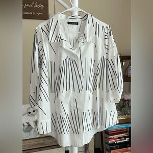 Snapdragon & twig White and black Striped Cotton tunic